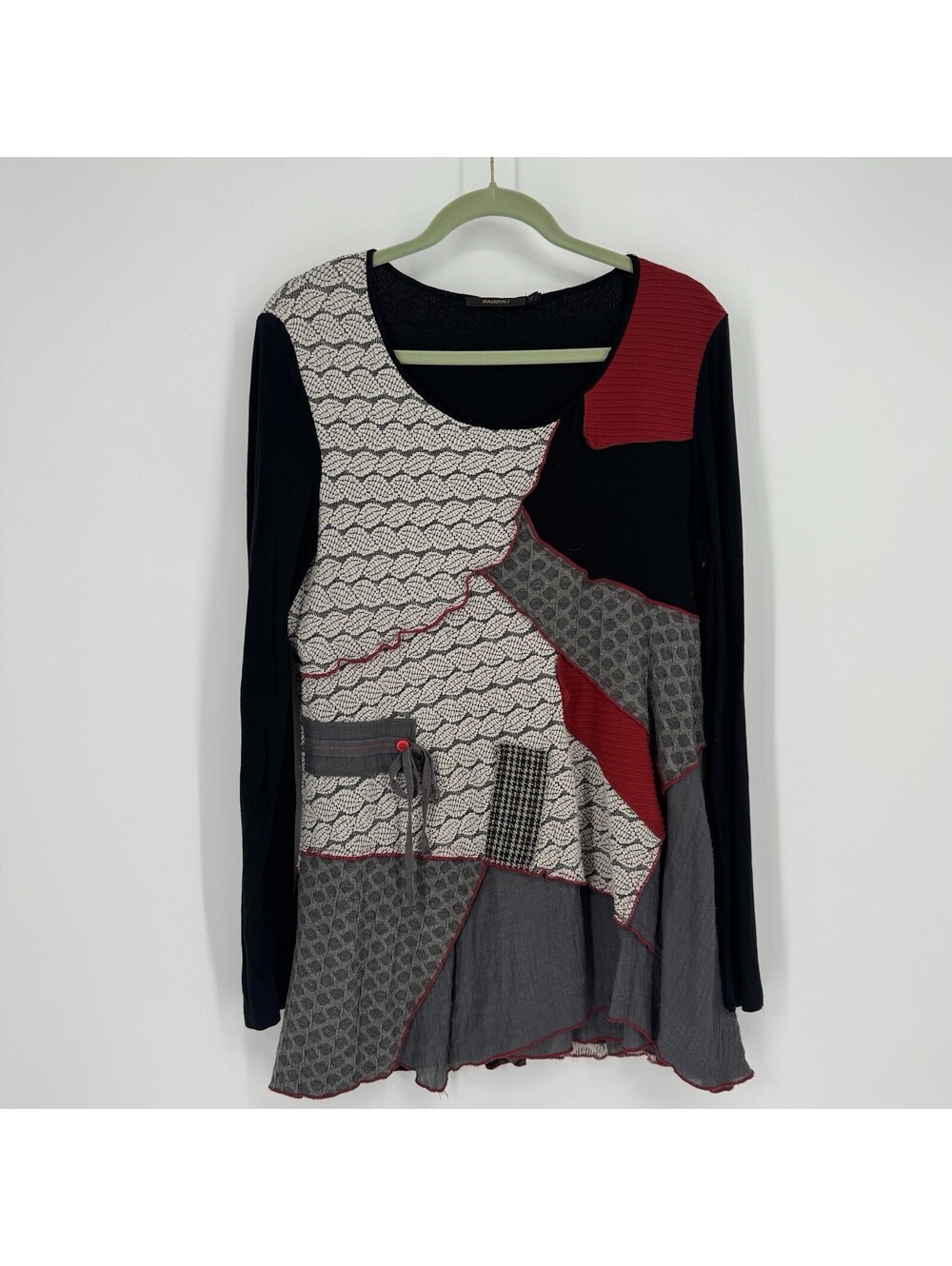 Radzoli top womens large L patchwork tunic lagenlook artsy wearable art mixed